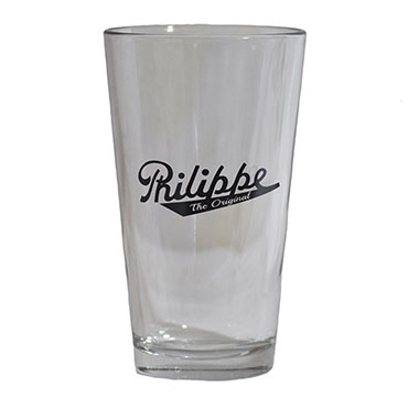 Philippe the Original Glass Pint Glass with Black Logo on 1 Side